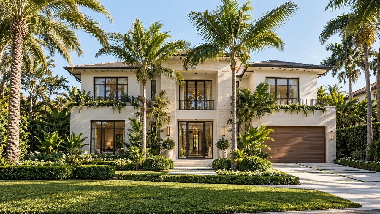 رسم مولّد بالذكاء الاصطناعي: منزل داخلي مستقل وحديقة منسقة مستوحيان من Bal Harbour