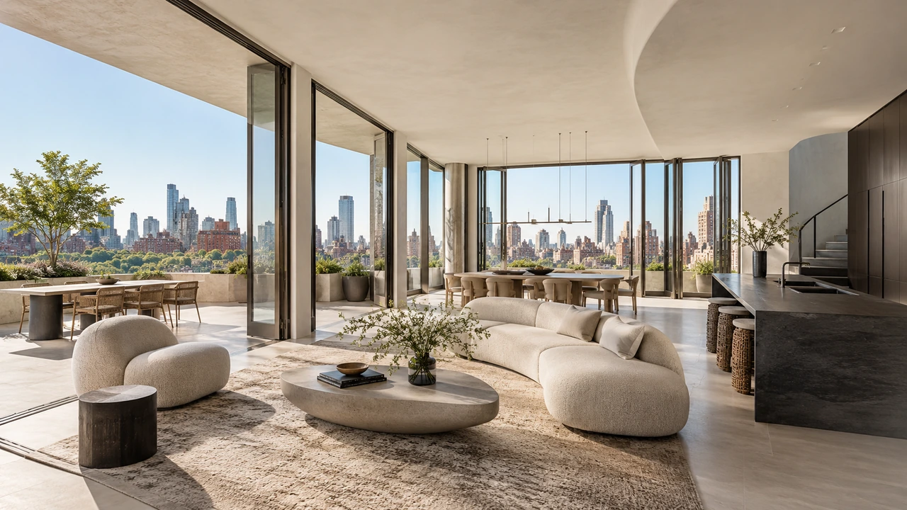 رسم مولّد بالذكاء الاصطناعي يصوّر بنتهاوس معاصر مستوحى من West Chelsea