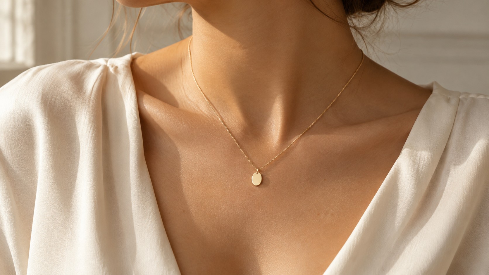 Simple jewellery worn to illustrate scale and proportions. — AI-generated illustration