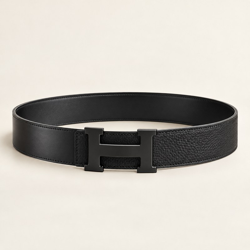 Hermès — H belt buckle & Reversible leather strap 32 mm — AI-generated illustration