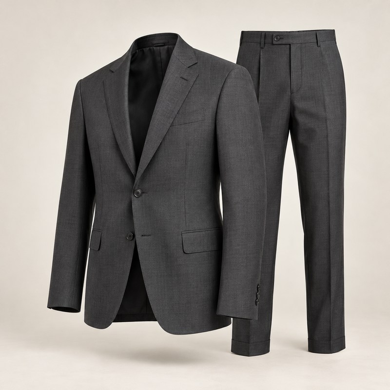 ZEGNA — Dark Grey Trofeo Wool Suit — Illustration générée par IA