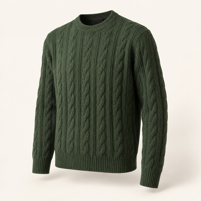 ZEGNA — Green Oasi Cashmere Crewneck — Illustration générée par IA