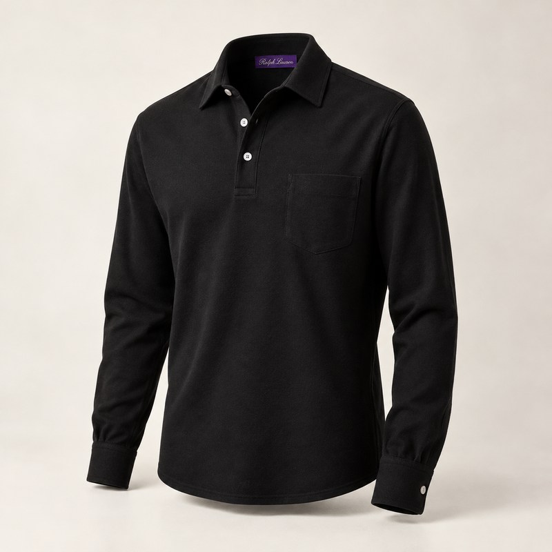Ralph Lauren Purple Label — Cotton-Cashmere Piqué Polo Shirt — Illustration générée par IA
