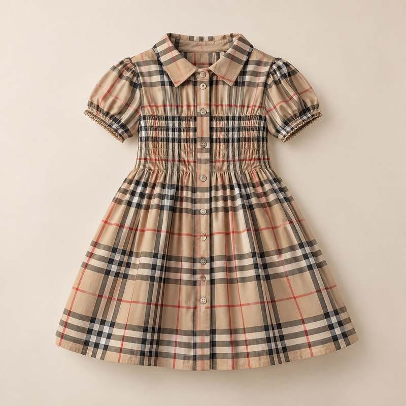 Burberry — Check Cotton Dress — AI-generated illustration