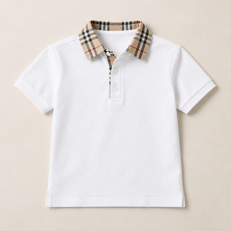 Burberry — Check Collar Cotton Polo Shirt — AI-generated illustration