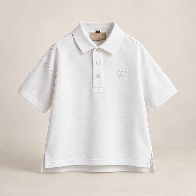 Gucci — Children's cotton piquet polo shirt — AI-generated illustration