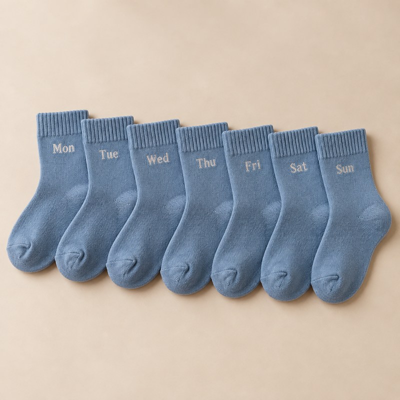 Bonpoint — Blue cotton weekly sock set — Illustration générée par IA