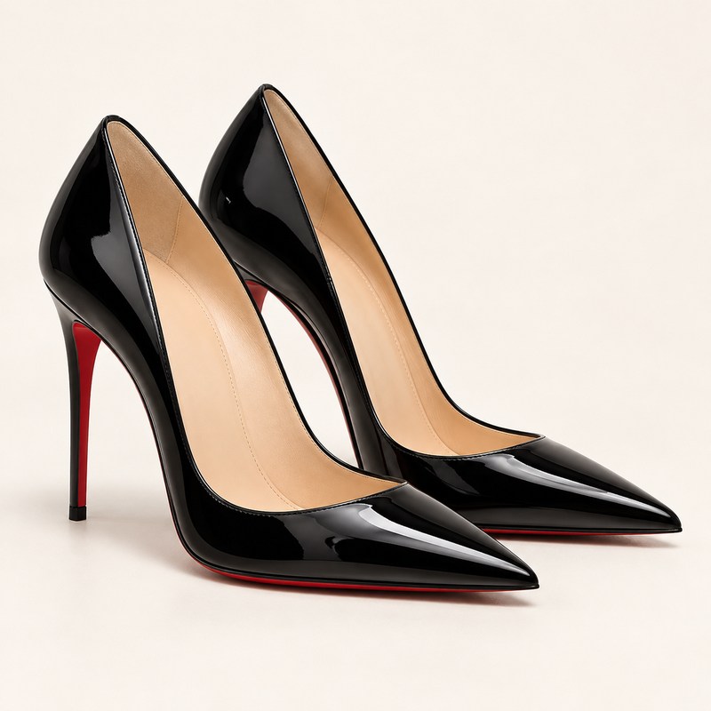 Kate 100 — black patent calf leather — Ilustração gerada por IA