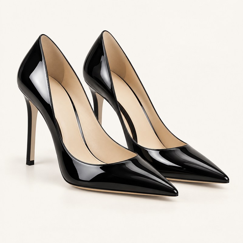 Stevie 100 — black patent leather — Ilustração gerada por IA