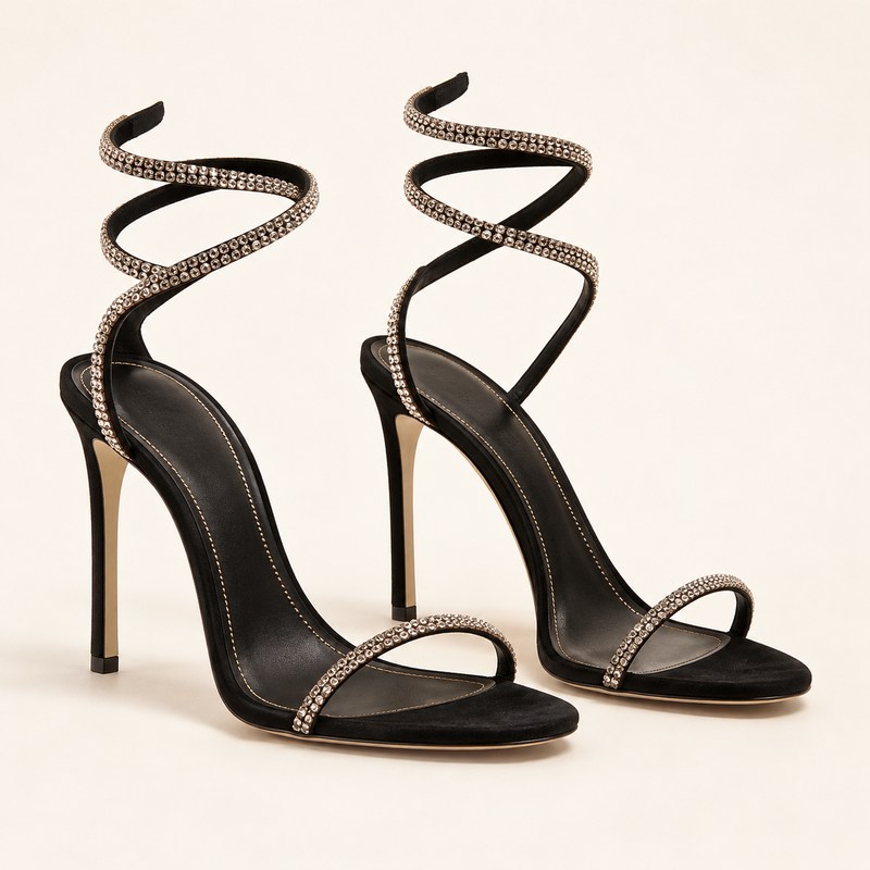 Cleo Black Sandal 105 — Ilustração gerada por IA