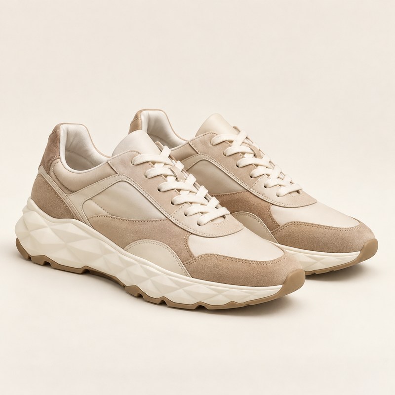 Diamond Light Flex F — Latte Leather Mix Trainers — KI-generierte Illustration