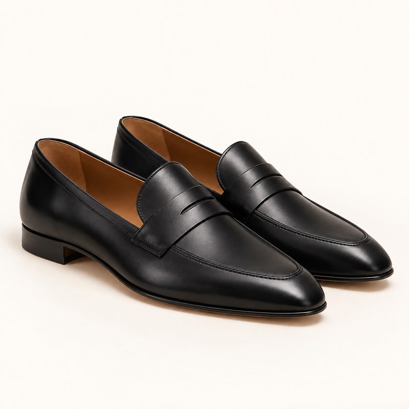 Knightsbridge Black Leather Loafers — KI-generierte Illustration