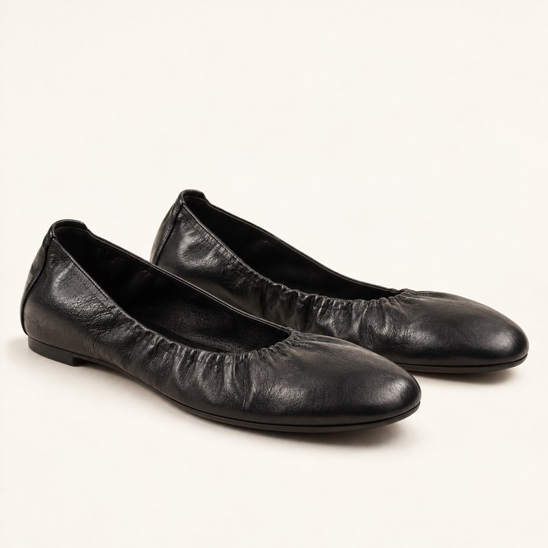 Girella Black Leather Ballerina Shoes — KI-generierte Illustration